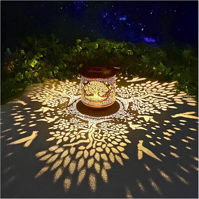 Tree of Life Solar Lanterns Outdoor Waterproof Hanging Solar Lights Big Tree Gifts for Women Men Metal Decorative LED Lanterns for Yard, Patio, Lawn, Tabletop, Pathway, Landscape, Garden Decor