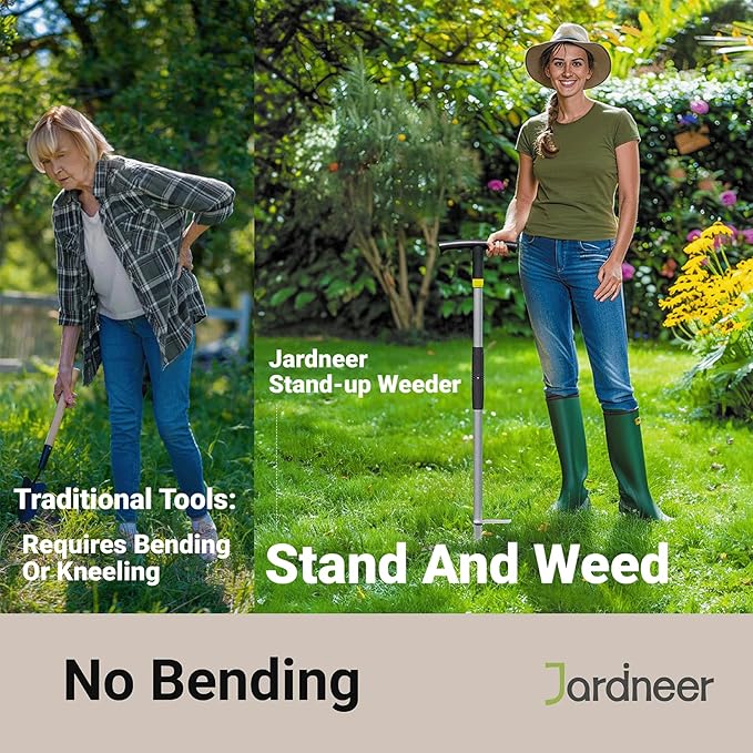 Jardineer Weeder Puller Tool Stand Up, 41 inch Long Handle Weed Tool Remover, Easy-Eject Handle for Easily Weeding for Gardening