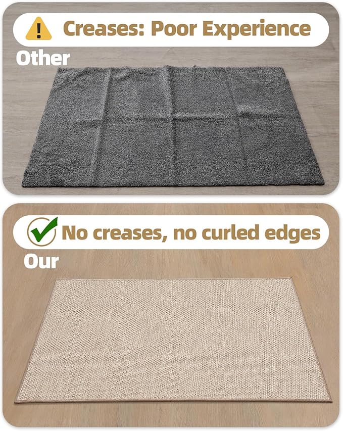 Color&Geometry Door Mat 17"x29", Front Door Mat Indoor Rugs for Entryway, Non Slip Washable Low-Profile Inside Doormat, Entry Mat Entry Rug Indoor Entrance, Khaki (Rolled-up NO Creases)