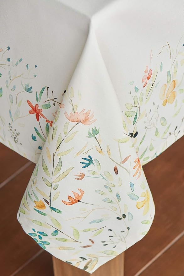 Maison d' Hermine Table Cloth Rectangle Table 100% Cotton 70 x 120 Inches Tablecloth Reusable Decorative Everyday Use for Dining Room, Farmhouse, Home, Party, Festive & Wedding Spring Summer - Colmar