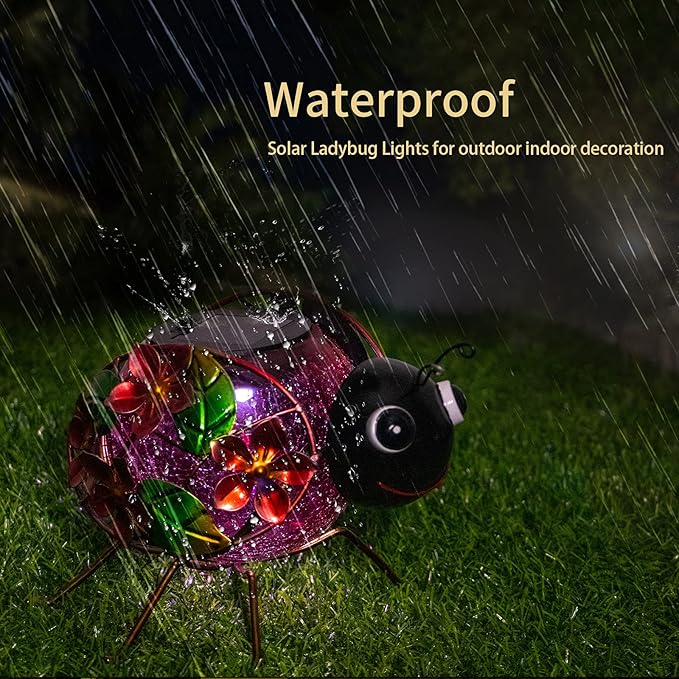 MUMTOP Solar Lantern, Waterproof LED Solar Lights Outdoor Ladybug Decorative Tabletop Lanterns for Patio Garden Table Decor