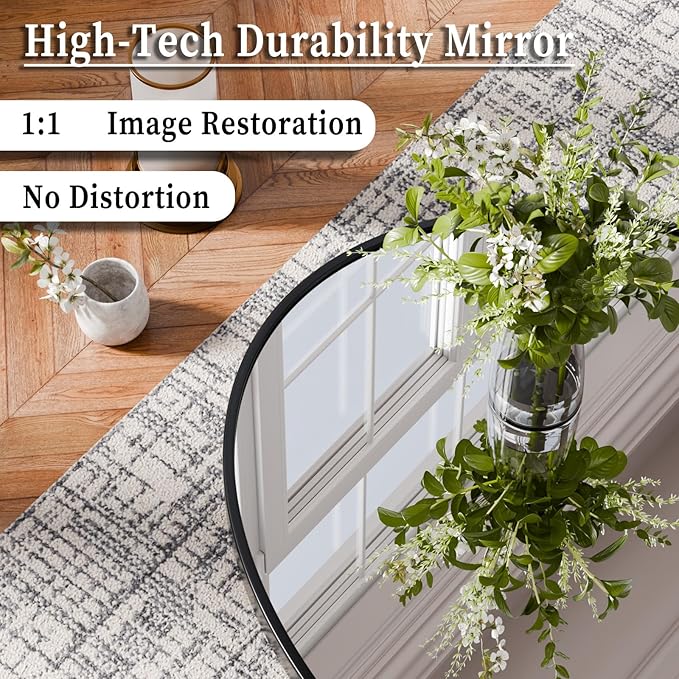 26"x38" Oval Bathroom Mirror with Black Metal Frame - Hanging or Leaning Oval Wall Mirror for Bathroom, Bedroom, Living Room, Entryway