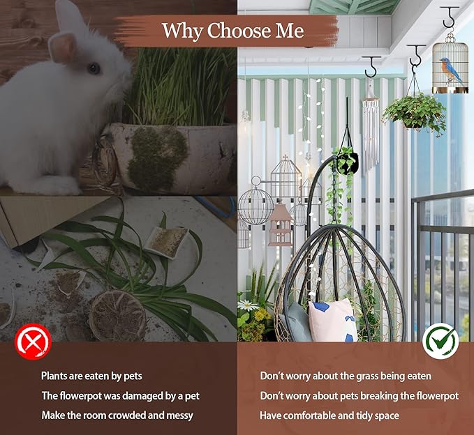 Ceiling Hooks for Hanging Plants 8Pack 4in,Wall Hooks for Plants,Lights,Planters,Lanterns,Hanging Bird Feeders,Wind Chimes,Indoor&Outdoor Decoration Hooks Black