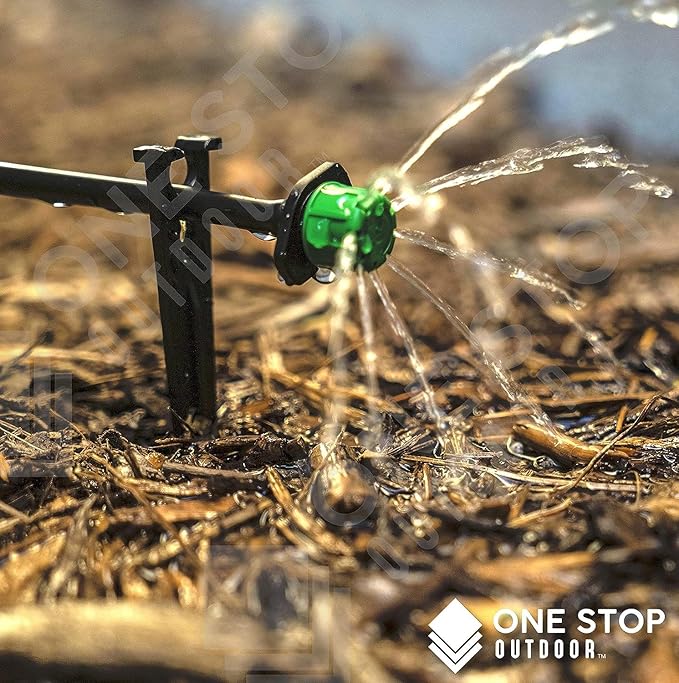 (50-Pack) - 1/4" Inch Universal Barbed Drip Emitter - Adjustable Flow 0-18.5 GPH Fit 1/4 (4-7mm) Drip Irrigation Tubing - Professional Grade (50 Pack Dripper Only)