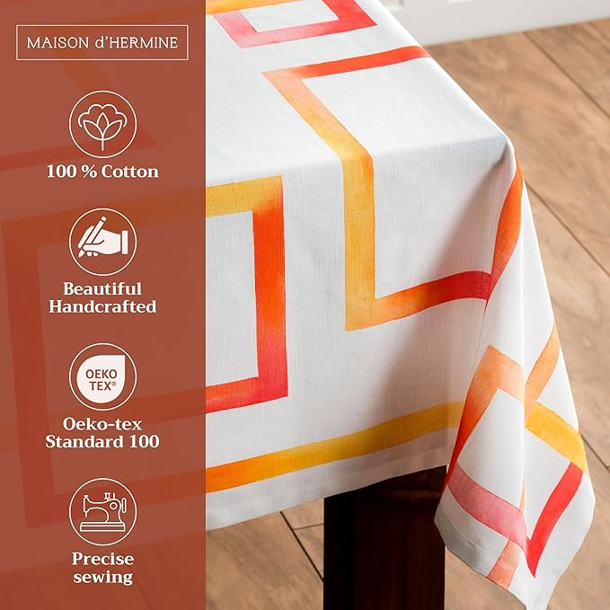 Maison d' Hermine Table Cloth Rectangle Table 100% Cotton 54 x 72 Inches Tablecloth Reusable Decorative for Dining Room, Farmhouse, Home, Party, Festive & Wedding Spring Summer - Summer Maze