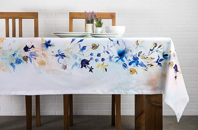 Maison d' Hermine Table Cloth Rectangle Table 100% Cotton 54 x 72 Inches Tablecloth Reusable Decorative for Dining Room, Farmhouse, Home, Party, Festive & Wedding Spring Summer - Lazy Summer Days