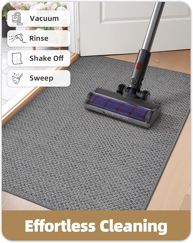 Color&Geometry Door Mat 22.6" x31.5, Front Door Mat Indoor Rugs for Entryway, Non Slip Washable Low-Profile Inside Doormat, Entry Mat Rug Door Mats Indoor Entrance, Light Grey (Rolled-up NO Creases)