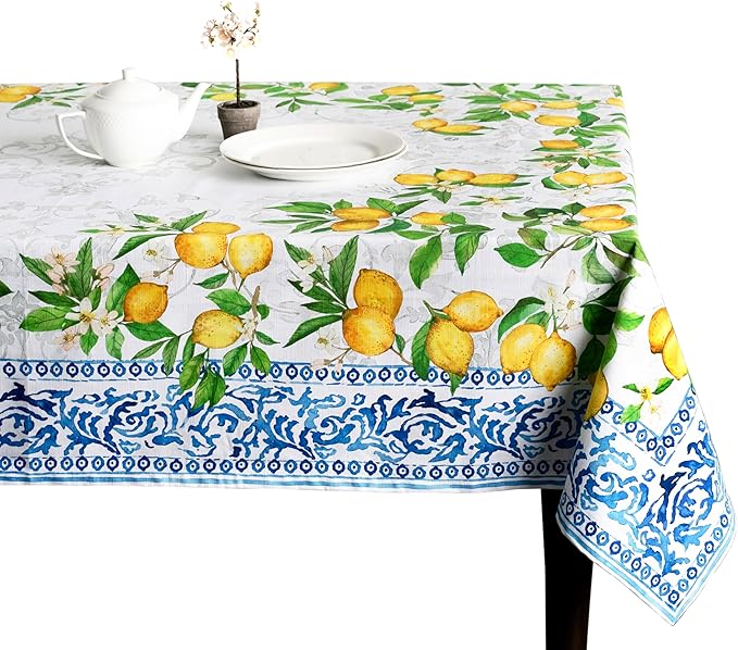 Maison d' Hermine Table Cloth Rectangle Table 100% Cotton 70 x 108 Inches Tablecloth Reusable Decorative Everyday Use for Dining Room, Farmhouse, Home, Party, Festive & Wedding Spring Summer - Cedrat