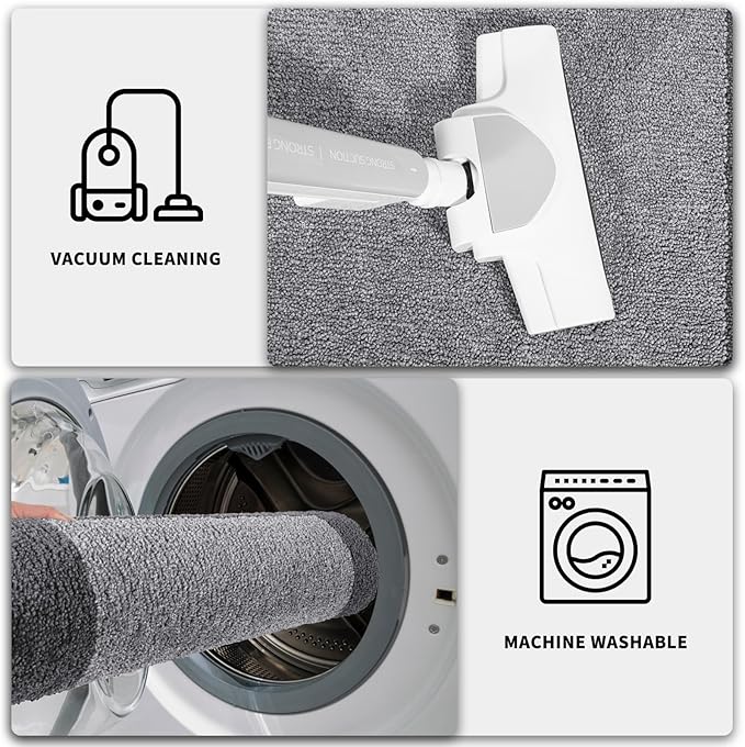 PURRUGS Dirt Trapping Door Mat 32" x 72", Non-Slip/Skid Machine Washable Entryway Rug, Shoes Scraper, Throw Rug, Super Absorbent Area Rug for Muddy Wet Shoes and Paws, Light Grey & Grey