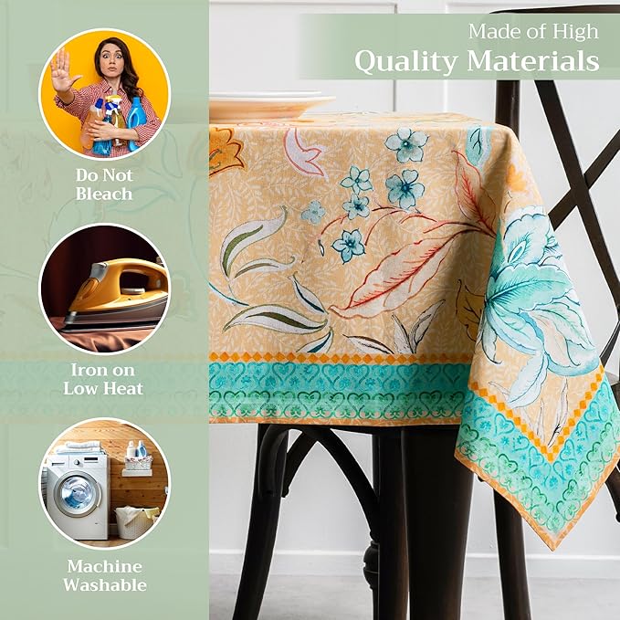 Maison d' Hermine Table Cloth Rectangle Table 100% Cotton 70 x 108 Inches Tablecloth Reusable for Dining Room, Farmhouse, Home, Party, Festive & Wedding Spring Summer - Luxury Loft – Peach