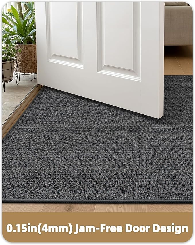 Color&Geometry Door Mat 36"x56", Front Door Mat Indoor Rugs for Entryway, Non Slip Washable Low-Profile Inside Doormat, Entry Mat Entry Rug Door Mats Indoor Entrance, Grey (Rolled-up NO Creases)