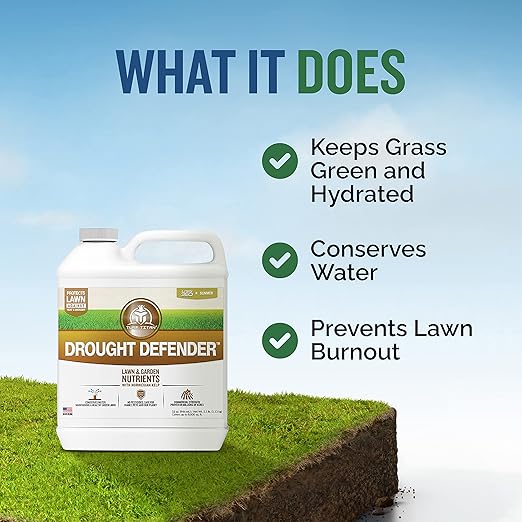 Turf Titan Drought Defender - Shields Heat and Nutrient Rich Plant Food - Ideal Summer Soil Liquid Fertilizer Promoting Healthy Green, Water-Conserving Turf Grass - Covers up to 8,000 Sq Ft