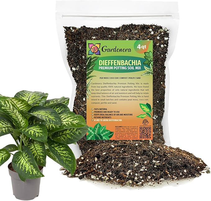 Premium DIEFFENBACHIA Potting Soil Mix - Ideal for Growing Robust and Healthy Dieffenbachia - 4 Quart