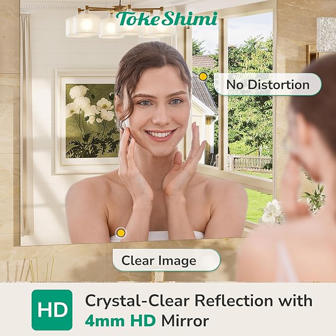 TokeShimi 20x30 Frameless Bathroom Vanity Mirrors for Over Sink, Modern Rectangle Bathroom Mirrors for Wall with Polished Edge Shatterproof Decorative Mirror for Bedroom, Living Room, Entryway