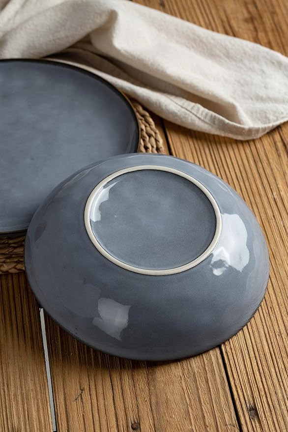 famiware Large Pasta Bowls Set of 4, Ocean Round 8.5" Pasta Serving Bowl Large Dinner Bowls, Kitchen Bowl Set, Microwave and Dishwasher Safe, Scratch Resistant, Blue