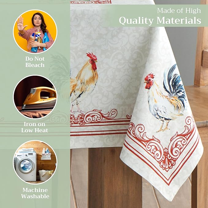 Maison d' Hermine Table Cover 100% Cotton 60"x120" Decorative Tablecloth Washable Rectangle Tablecloths, Dining, Home, Wedding, Banquet, Buffet, Campagne - Spring/Summer