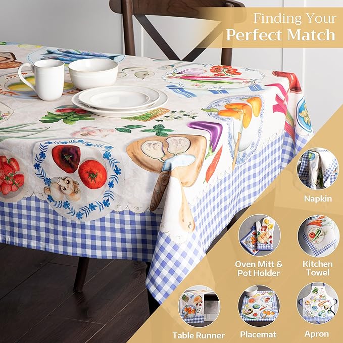 Maison d' Hermine Table Cloth Square Table 100% Cotton 54 x 54 Inches Tablecloth Reusable Decorative Everyday Use for Dining Room, Farmhouse, Home, Party, Festive & Wedding Spring Summer - Gourmand