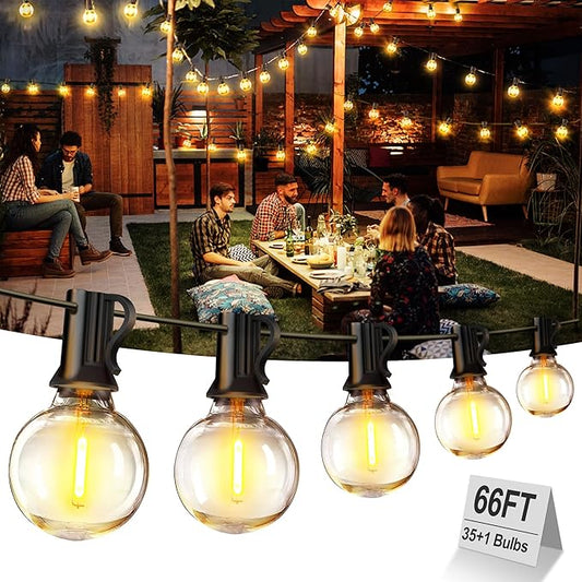 XURISEN Outdoor String Lights, 66FT LED Patio Lights for Outside 35 Shatterproof G40 Globe Bulbs UL Listed IP65 Waterproof Hanging Lighting for Backyard Balcony Bistro Party Decor
