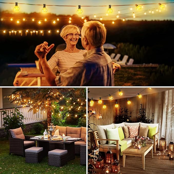 XURISEN Outdoor String Lights with Dimmer, 35.5FT LED Patio Lights for Outside 15+1 Shatterproof G40 Globe Bulbs UL Listed IP65 Waterproof Hanging Lighting for Backyard Balcony Bistro Party Decor