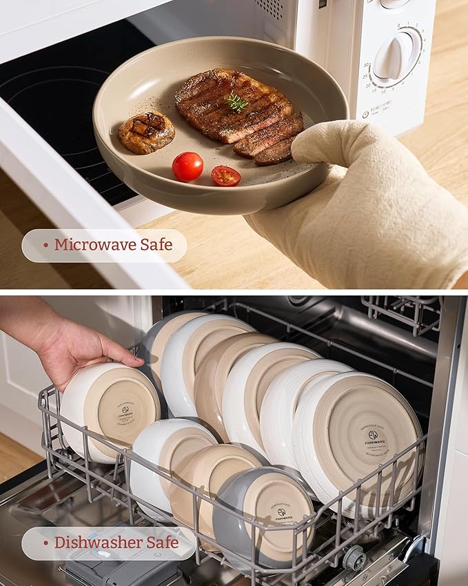 famiware Milkyway 33 oz Bowl Set, Pasta Bowls Set of 6, Salad Bowls Perfect for Your Friend for Housewarming, Thanksgiving, Christmas, Cinnamon Brown