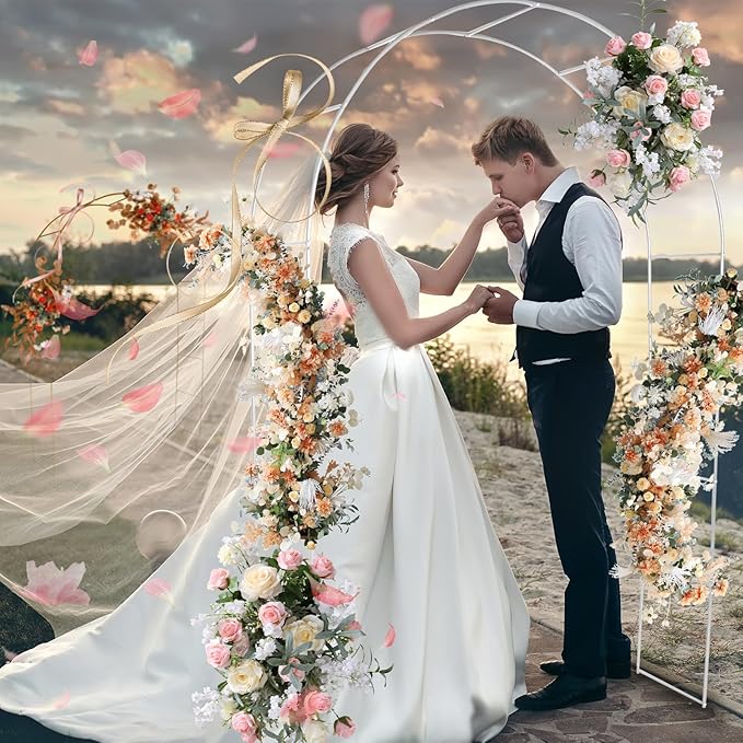 Tytroy Reconfigurable & Easy-to-Assemble Metal Outdoor & Indoor 7'6" Garden or Wedding Arch Arbor for Wedding Bridal Party Elegant Decorations & Garden Climbing Plants Vines (White 1PC)