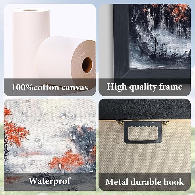 Lovira Japanese Mountain Landscape Large Wall Art Japan Canvas Wall Decor Pictures Prints Painting Framed Artwork for Living Room Bedroom Bathroom Kitchen Office 30"x60"