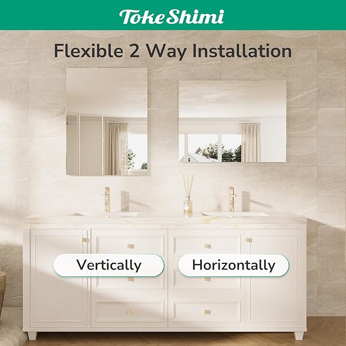 TokeShimi 72x36 Frameless Bathroom Vanity Mirrors for Over Sink, Modern Rectangle Bathroom Mirrors for Wall with Polished Edge Shatterproof Decorative Mirror for Bedroom, Living Room, Entryway