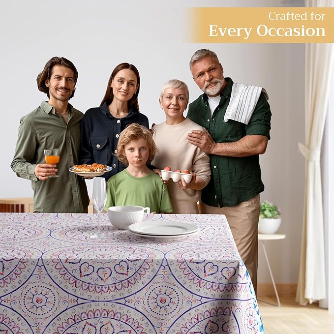 Maison d' Hermine Table Cloth Square Table 100% Cotton 60 x 60 Inches Tablecloth Reusable Decorative Everyday Use for Dining Room, Farmhouse, Home, Party, Festive & Wedding Spring Summer - Mandala