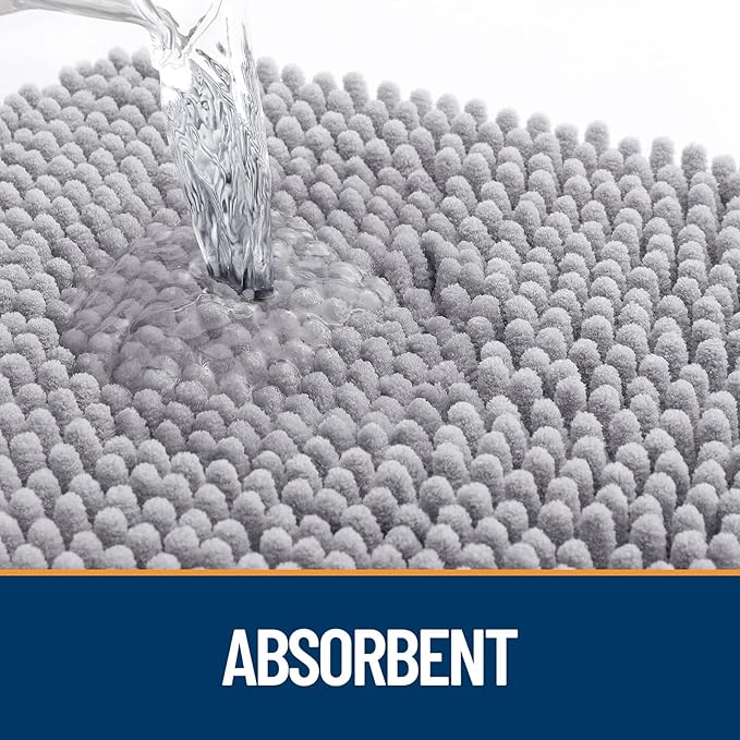 OLANLY Dog Door Mat for Muddy Paws 24x16, Absorbs Moisture and Dirt, Absorbent Non-Slip Washable Doormat, Quick Dry Chenille Mud Mat for Dogs, Entry Indoor Entryway Carpet for Inside Floor, Light Grey