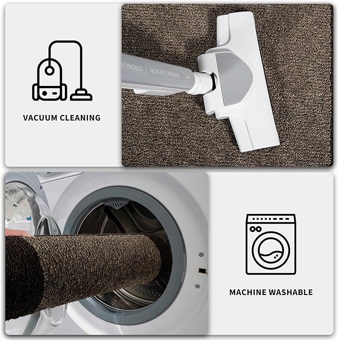 PURRUGS Dirt Trapper Door Mat 32" x 48", Non-Slip/Skid Machine Washable Entryway Rug, Shoes Scraper, Throw Rug, Super Absorbent Area Rug for Muddy Wet Shoes and Paws, Grayish Brown & Coffee