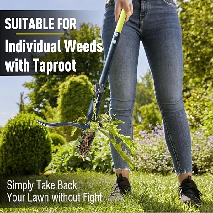 Jardineer Weeder Puller Tool with Long Handle, 45" Stand Up Weed Remover Tool, Weeding Tools Gardening Heavy Duty with 4 Claw Steel Head