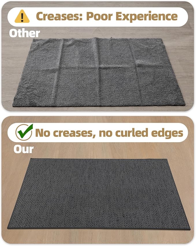 Color&Geometry Door Mat 22.6" x31.5, Front Door Mat Indoor Rugs for Entryway, Non Slip Washable Low-Profile Inside, Entry Mat Entry Rug, Grey (Rolled-up NO Creases)