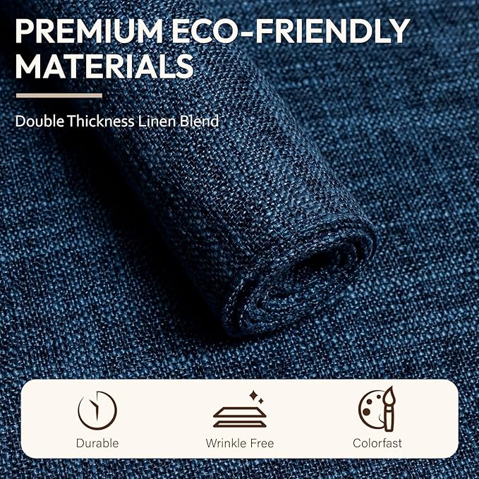 Blue Forest Placemats Set of 4, Dual-Layered Thickened Faux Linen Cloth Place Mats Heat Resistant Machine Washable Wrinkle Free Table Mats Indoor/Outdoor (Navy Blue)