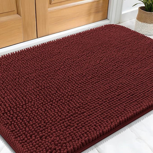 OLANLY Dog Door Mat for Muddy Paws 30x20, Absorbs Moisture and Dirt, Absorbent Non-Slip Washable Doormat, Quick Dry Chenille Mud Mat, Entry Indoor Entryway Carpet for Inside Floor, Caramel Russet