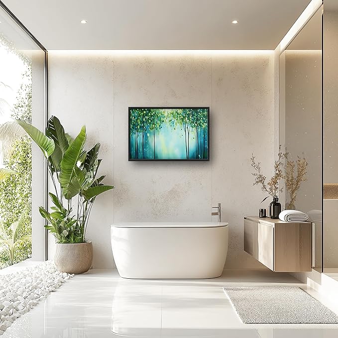 Lovira Green Forest Tree Large Wall Art Nature Landscape Canvas Wall Decor Pictures Prints Painting Framed Modern Artwork for Living Room Bedroom Bathroom Office 24"x36"