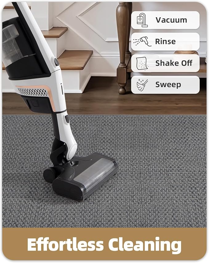 Color&Geometry Door Mat 2'4"x12' Runner Rug with Rubber Backing, Non Slip Washable Hallway Rug, Carpet Runners for Hallway Living Room Bedroom, Light Grey (Rolled-up NO Creases)