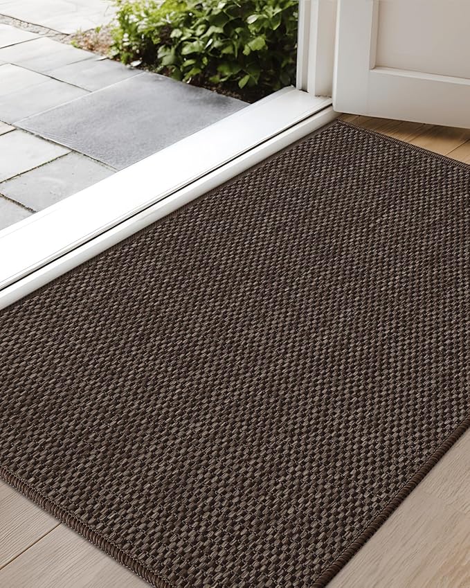 Color&Geometry Front Door Mat Indoor 26"x47",Rugs for Entryway, Non Slip Washable Low-Profile Inside, Entry Mat Entry Rug Door Mat Indoor Entrance, Brown (Rolled-up NO Creases)