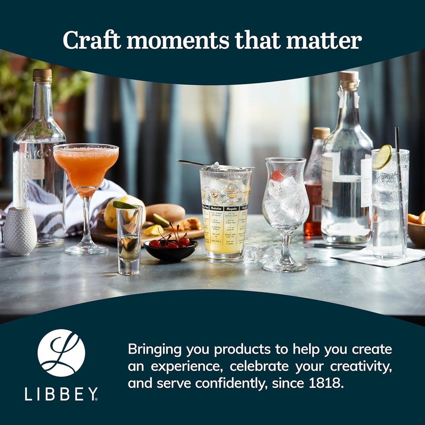 Libbey 917CD Heavy Base Rocks Glasses Set of 12, Rocks Glass Cups with Simple Lines, Elegant Old Fashioned Glass Set for Whiskey, Cocktails and More