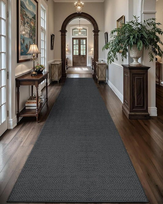 Color&Geometry Door Mat 2'4"x8' Runner Rug with Rubber Backing, Non Slip Washable Hallway Rug, Carpet Runners for Hallway Living Room Bedroom, Grey (Rolled-up NO Creases)