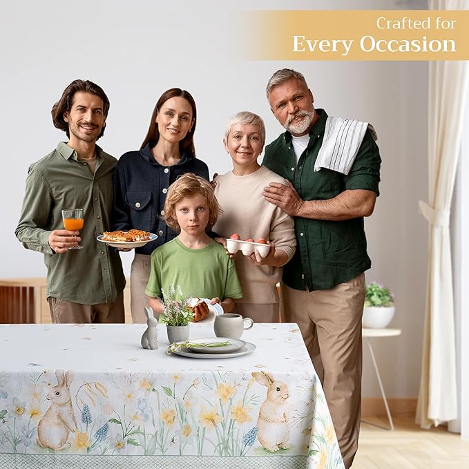 Maison d' Hermine Table Cloth Square Table 100% Cotton 54 x 54 Inches Tablecloth Reusable Decorative Everyday Use for Dining Room, Farmhouse, Home, Party, Festive & Wedding Spring Summer - Easter Dew