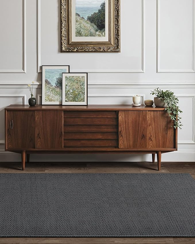 Color&Geometry Door Mat 2'4"x10' Runner Rug with Rubber Backing, Non Slip Washable Hallway Rug, Carpet Runners for Hallway Living Room Bedroom, Grey (Rolled-up NO Creases)