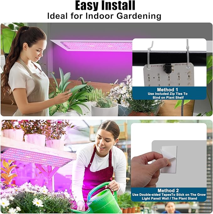 LED Grow Lights for Indoor Plants Full Spectrum,600LEDs Full Spectrum Red Bule Grow Lights for Under Cabinet Plant, Grow Lamp with 3/6/12H Timer,6 Dimmable Levels,Grow Lights for Shelves 4 Panel