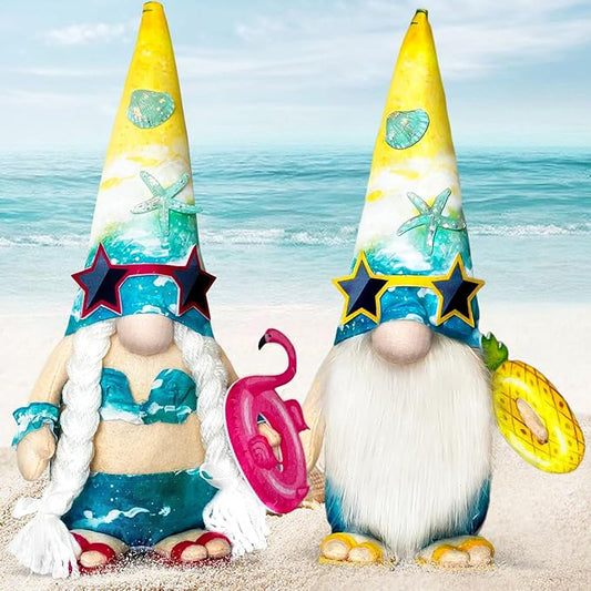 Summer Decorations for Office - Cute Summer Time Decorations for Home - Hawaiian Bikini Gnomes Plush Doll - Beach Theme Decor Indoor, Table, Desk
