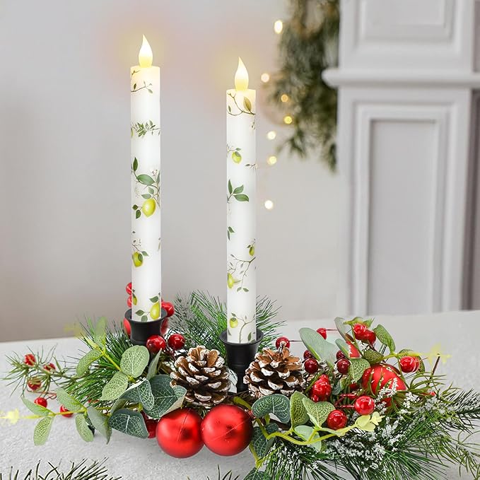 Lemon Flameless Taper Candles with Remote and Timer Flickering Flame Battery Operated Taper Candles for Home Bedroom Wedding Party Fall Christmas Summer Decor 9.6"