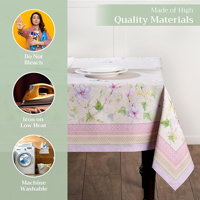 Maison d' Hermine Table Cloth Rectangle Table 100% Cotton 60 x 108 Inches Tablecloth Reusable Decorative for Dining Room, Farmhouse, Home, Party, Festive & Wedding Spring Summer - Magnolia Mornings