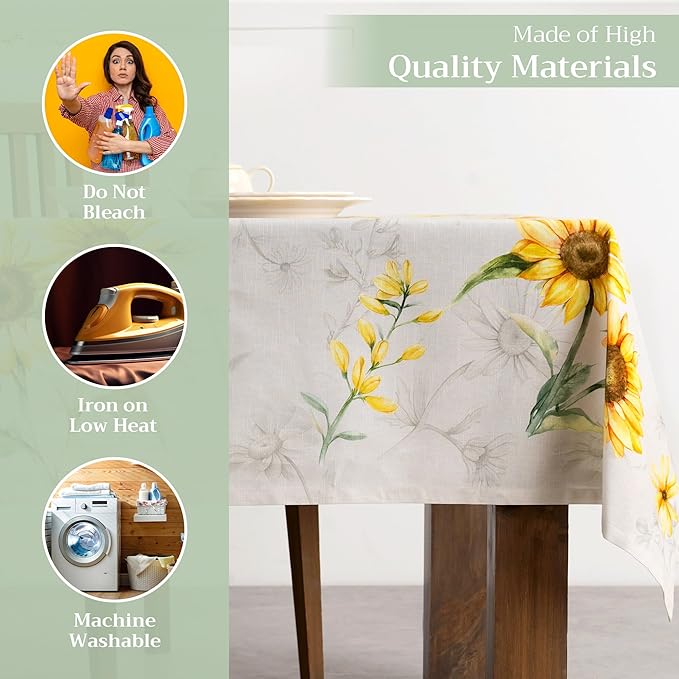 Maison d' Hermine Table Cloth Rectangle Table 100% Cotton 70 x 108 Inches Tablecloth Reusable Decorative Everyday Use for Dining Room, Farmhouse, Home, Party, Festive & Wedding Spring Summer - Candice