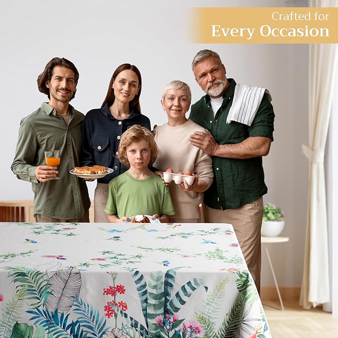 Maison d' Hermine Table Cloth Rectangle Table 100% Cotton 70 x 90 Inches Tablecloth Reusable Decorative Everyday Use for Dining Room, Farmhouse, Home Party, Festive & Wedding Spring Summer - Tropiques