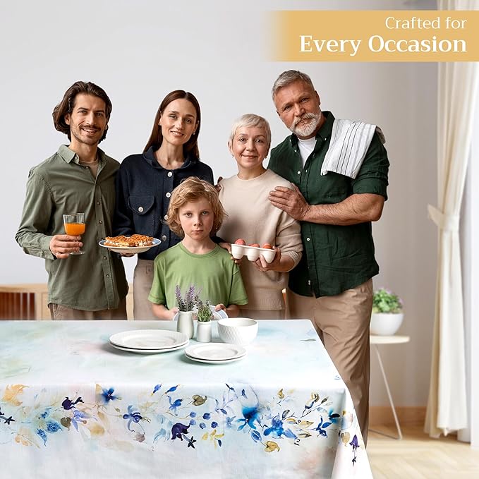 Maison d' Hermine Table Cloth Rectangle Table 100% Cotton 54 x 72 Inches Tablecloth Reusable Decorative for Dining Room, Farmhouse, Home, Party, Festive & Wedding Spring Summer - Lazy Summer Days