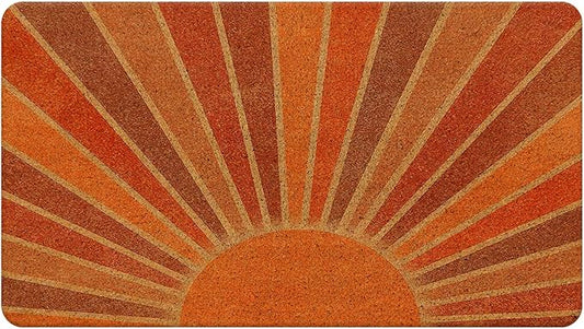 Nogrit Boho Coir Doormat for Outdoor Entrance Front Door Mats Boho Welcome Mat Door Mat Outdoor Indoor Door Mats for Entryway, 17x30 (Retro Sun)