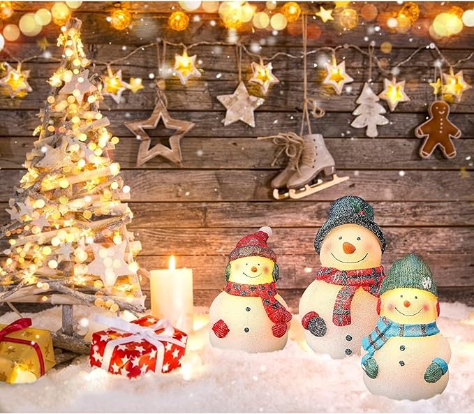Flameless Snowman Real Wax Hand-Carved LED Candles with Remote, Battery Operated for Birthday Gift, Home Decor Collectible Sculptures
